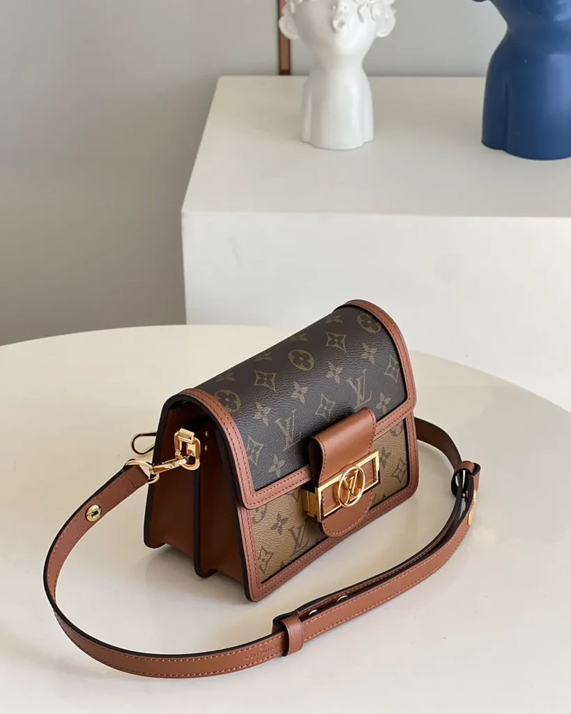 Two-Tone Brown Monogram Flap Bag — side view