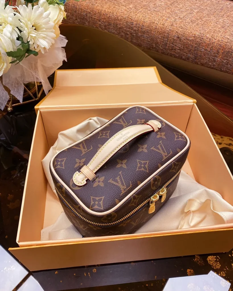 Brown Monogram Top Handle Vanity Case — top view