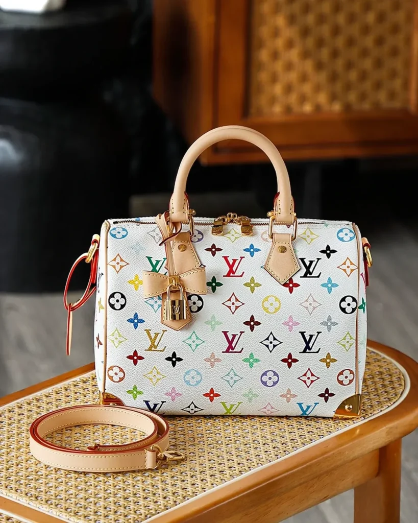 White Multicolor Monogram Top-Handle Bag — front view