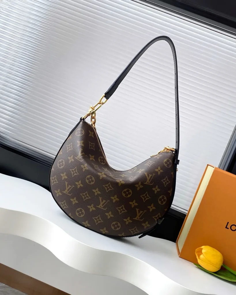 Brown Monogram Crescent Chain Hobo — rear view