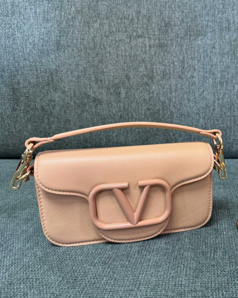 Beige Tonal-Ornament Flap Shoulder Bag — upright front view