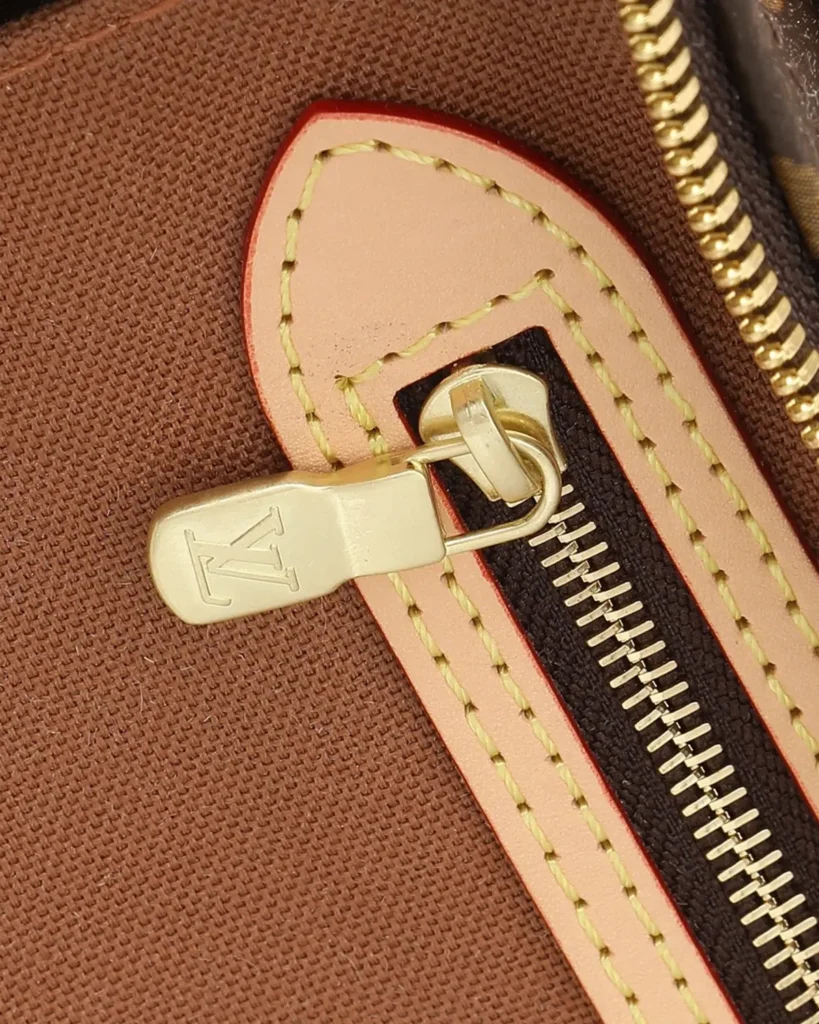 Brown Monogram Speedy-Inspired Boston Bag — interior zipper detail view