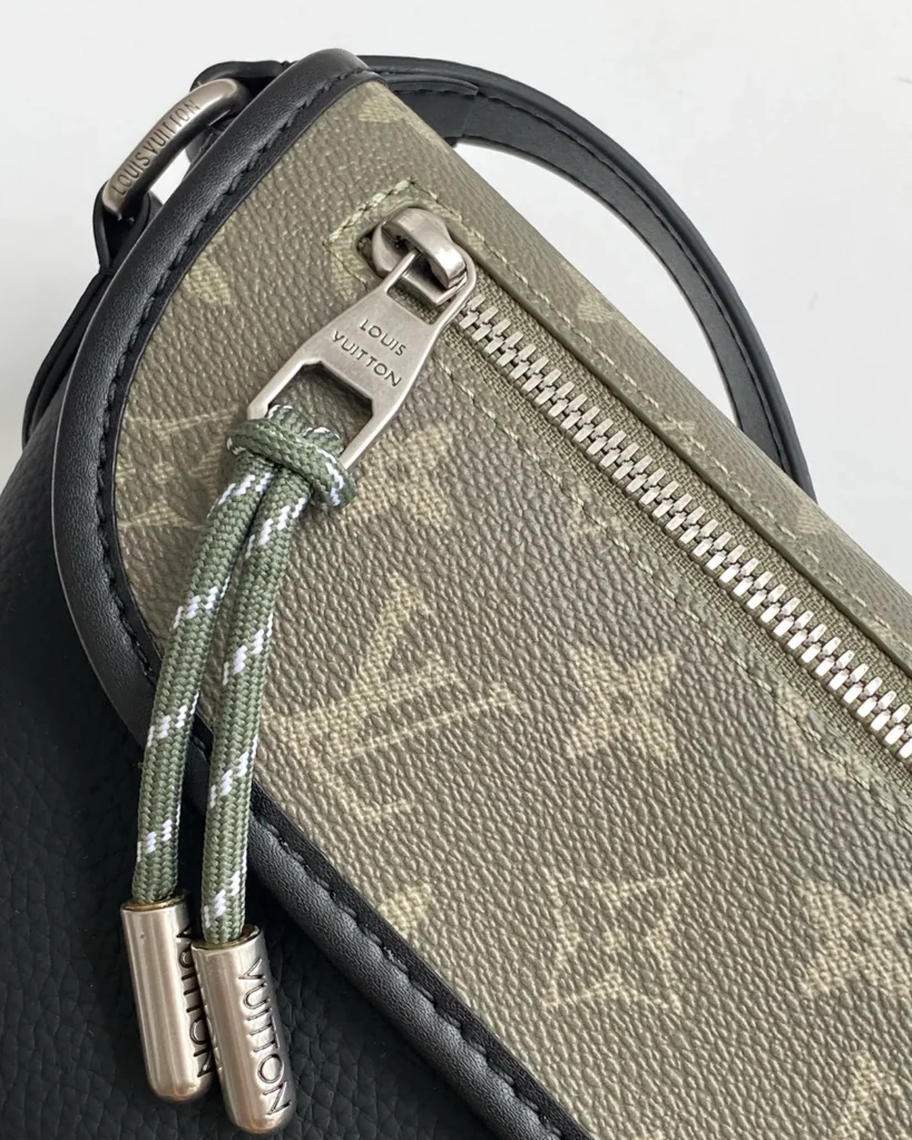 Black and Olive Monogram Crossbody Pouch — 6
