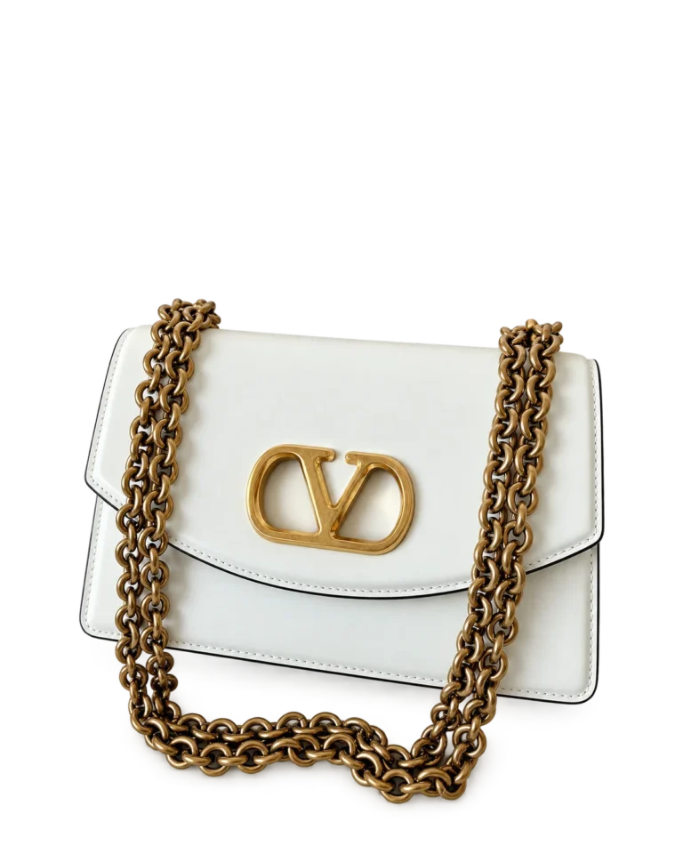 Ivory Curved-Flap Chain Shoulder Bag — main view