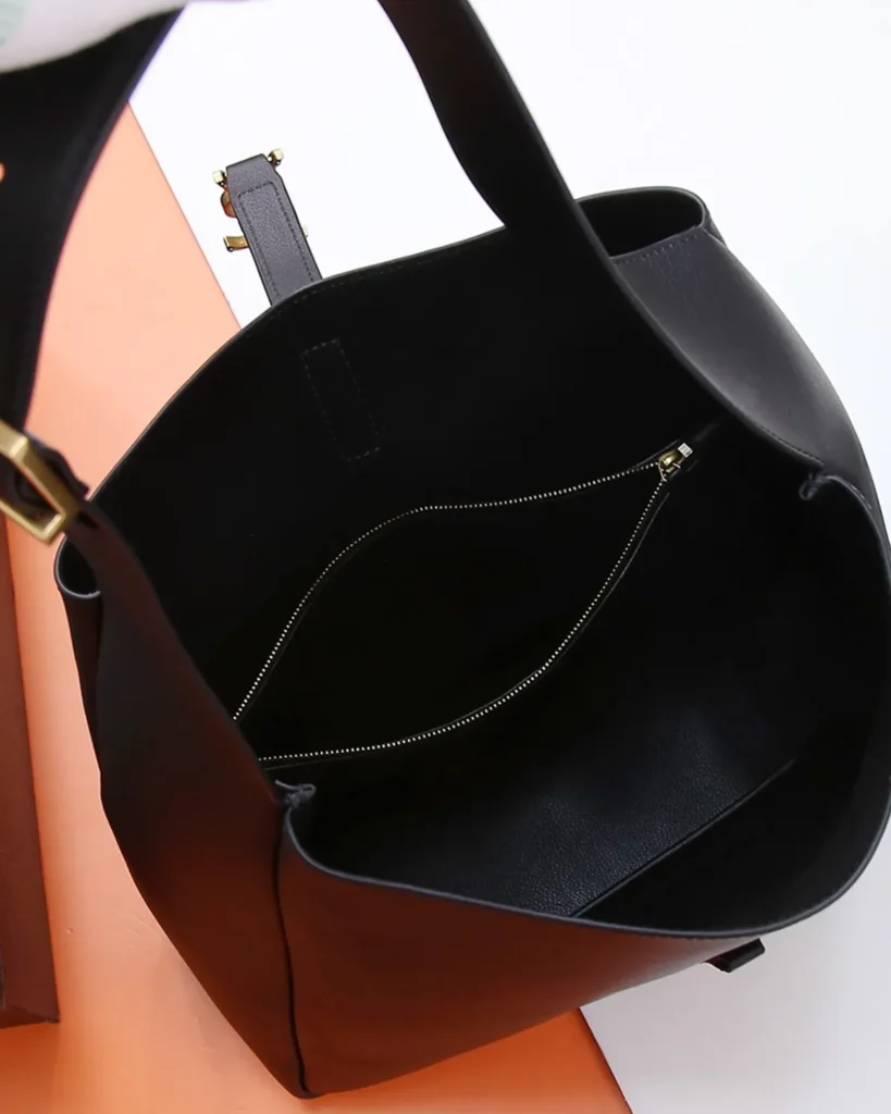 Black Curved-Top Shoulder Bag — interior view