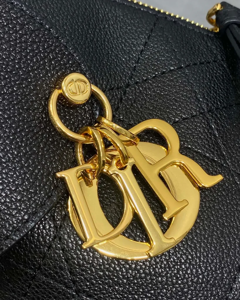 Black Soft Shoulder Bag with Letter Charms — charms view