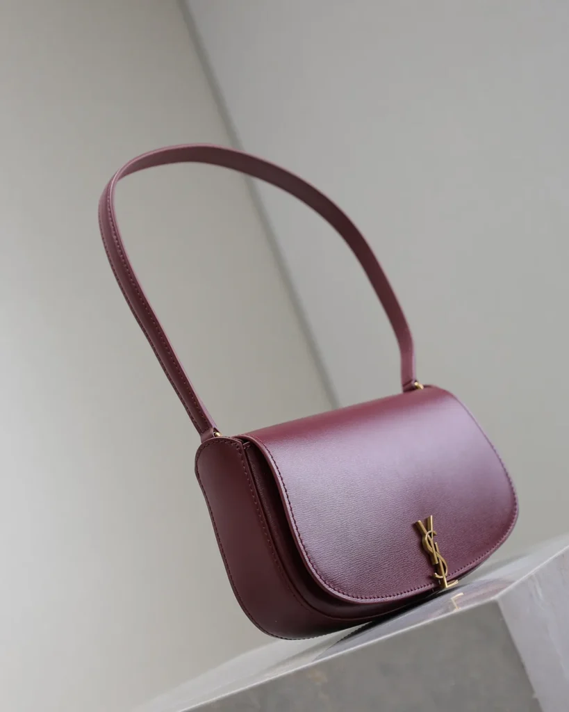 Burgundy Curved-Flap Shoulder Bag — side view