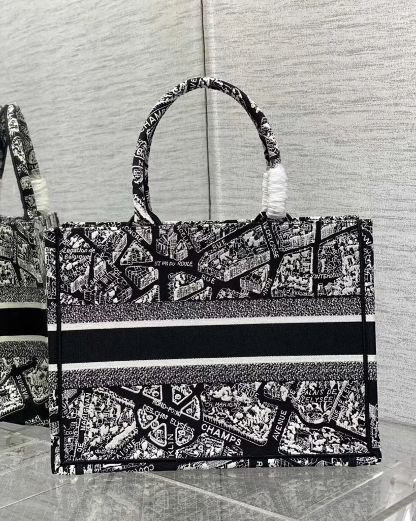 Black and White City Map Tote — rear view