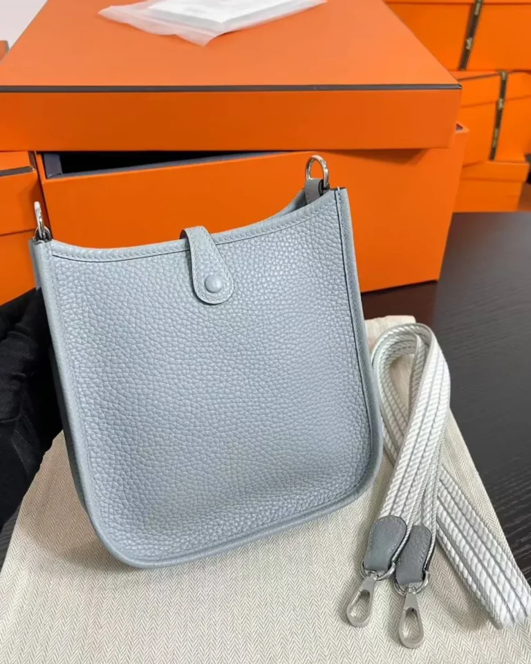 Evelyne-Inspired Mini Flax Blue Crossbody Bag, rear panel