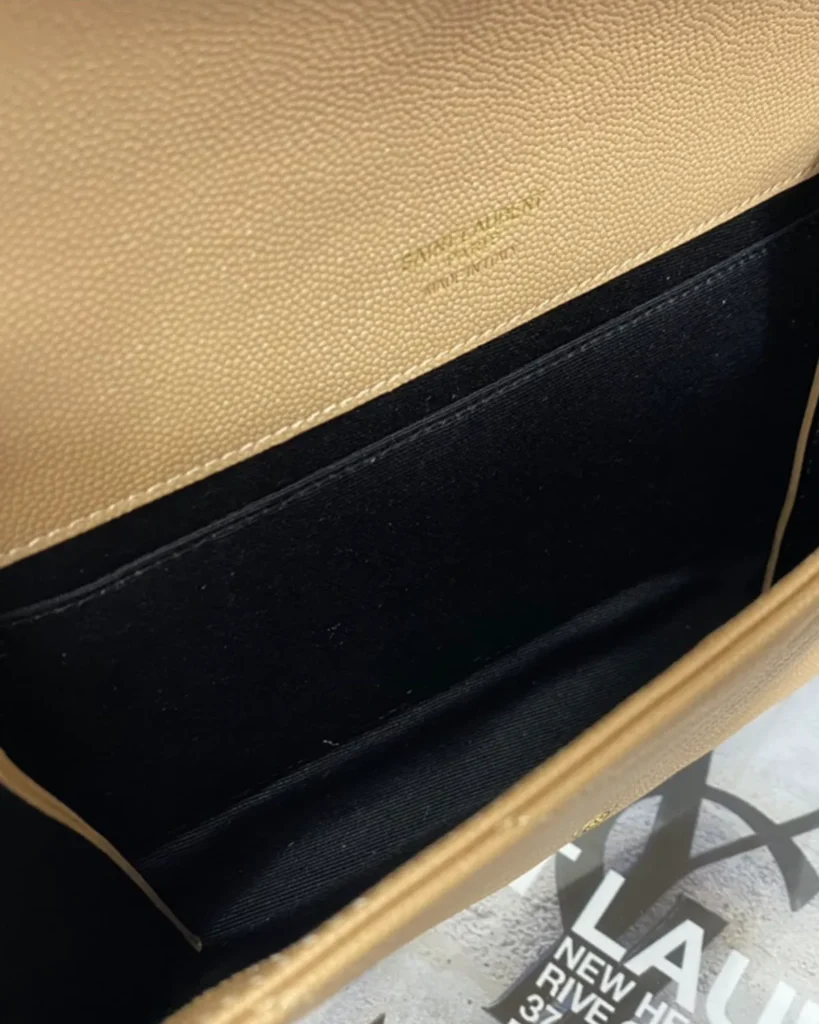 Beige Chevron Envelope Chain Wallet — interior view