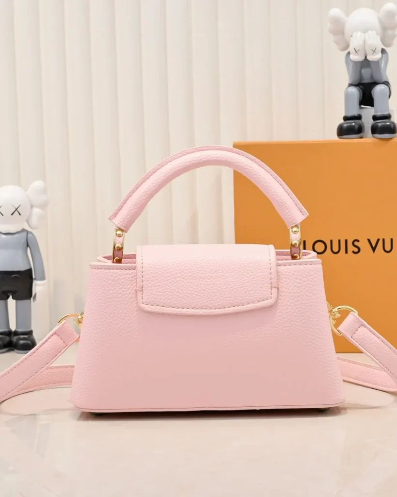 Pink Floral-Chain Top-Handle Bag — rear view
