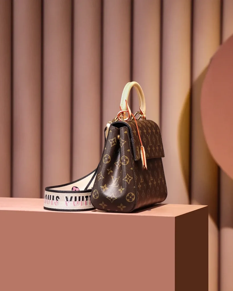 Brown Monogram Structured Top-Handle Bag — side view