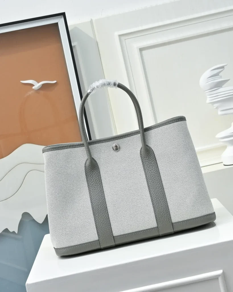Garden Party-Inspired 30 Grey Canvas Tote, front view