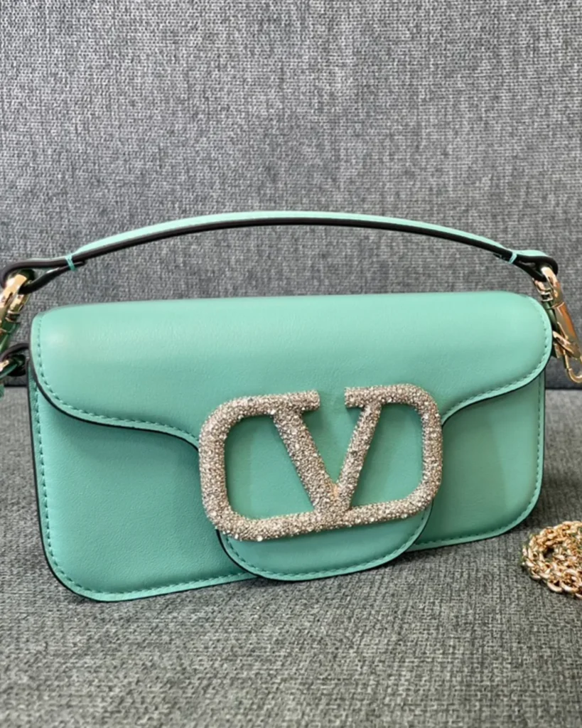 Mint Green Stone-Detail Flap Shoulder Bag — upright front view