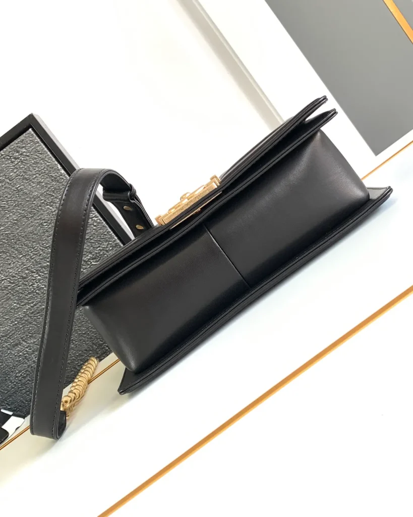 Black Quilted Frame Flap Chain Bag — base view