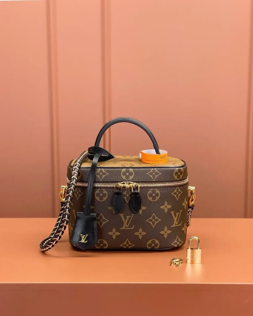 Two-Tone Monogram Vanity Bag with Chain — front view