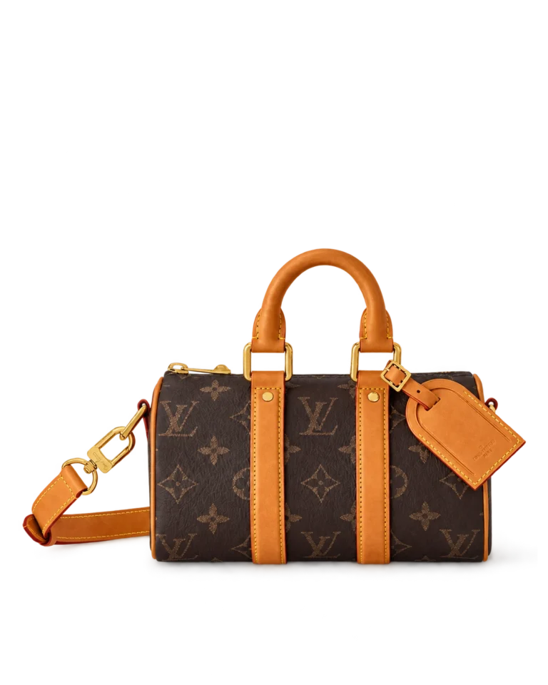 Brown Monogram Tan-Trim Duffle — upright front view