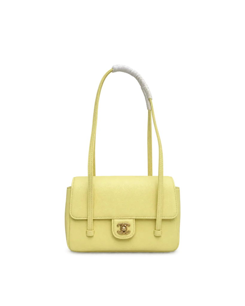 Pale Yellow Long-Handle Flap Bag — main view