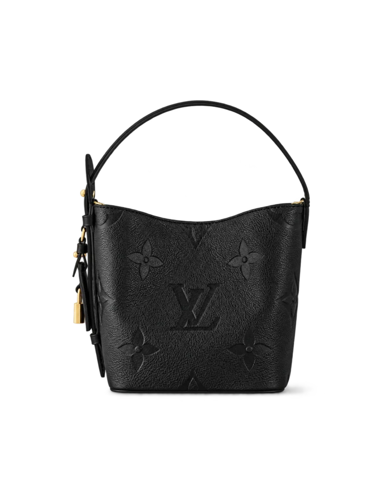Black Embossed Monogram Bucket Bag — main view