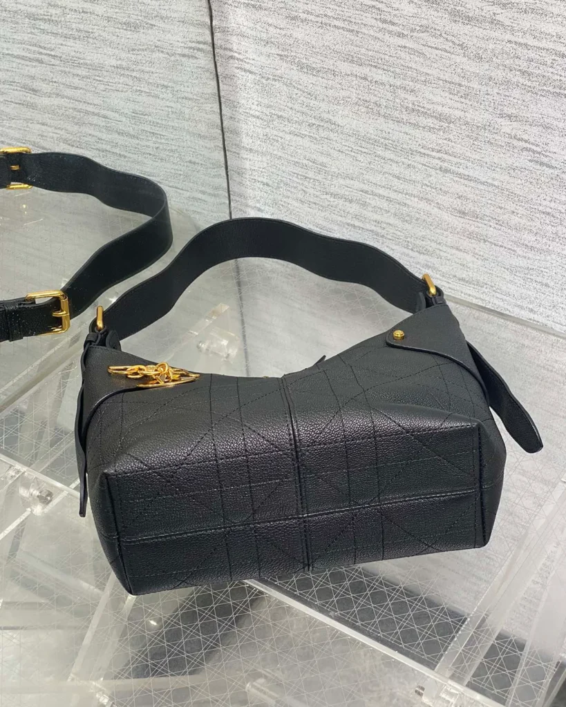 Black Soft Shoulder Bag with Letter Charms — base view