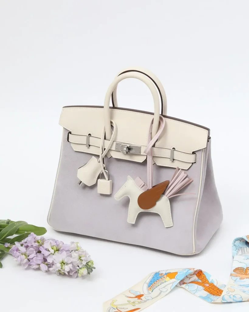 Lilac Cream Two-Tone Top-Handle Bag — front view