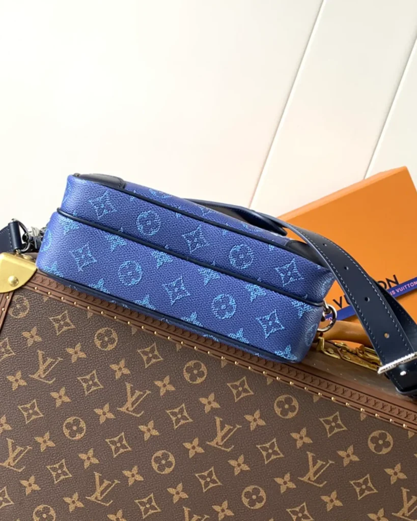 Blue Monogram Dual Zip Camera Bag — base view