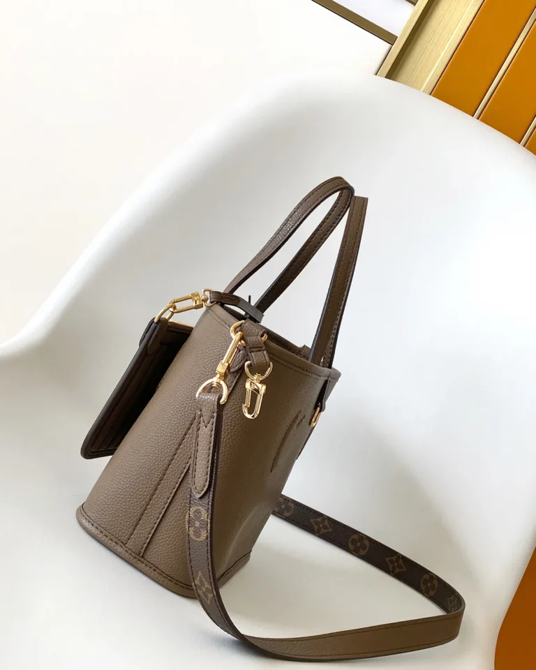 Brown and Taupe Monogram Mini Tote with Detachable Pouch