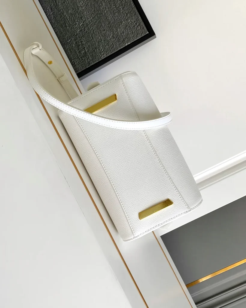 White Domed Top Handle Bag — base view