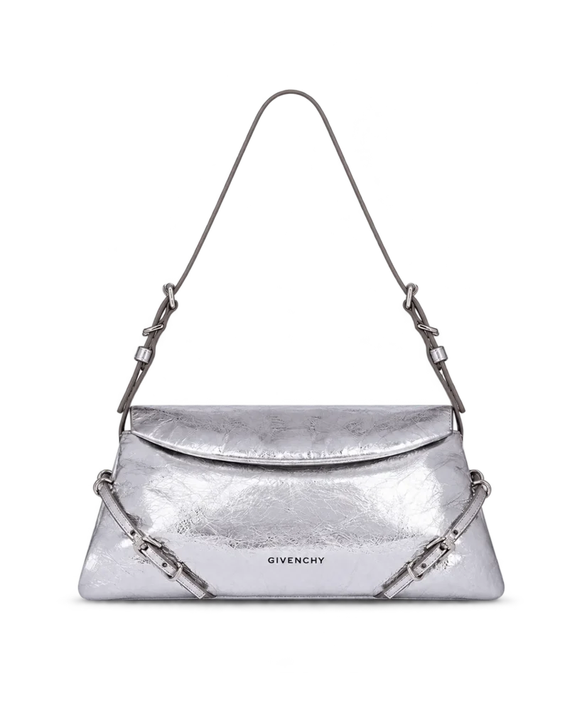 Silver Metallic Buckle Shoulder Bag — main view