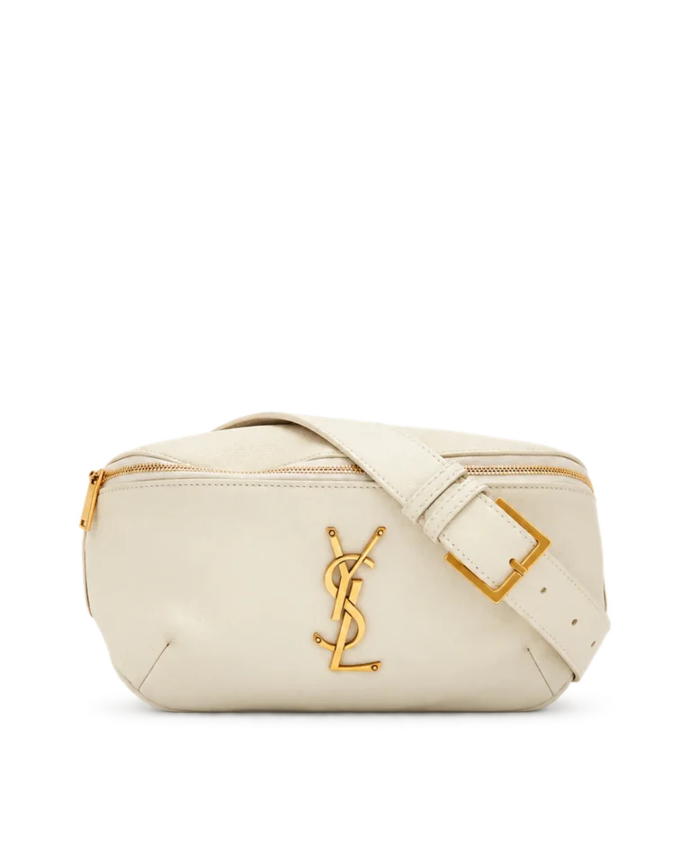 Cream Smooth-Look Zip Belt Bag — main view