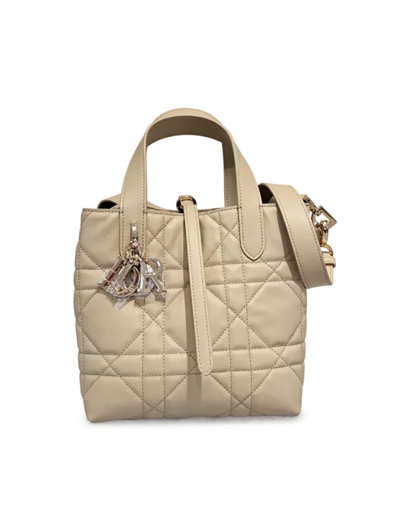 Sage Beige Vertical Quilted Tote — main view