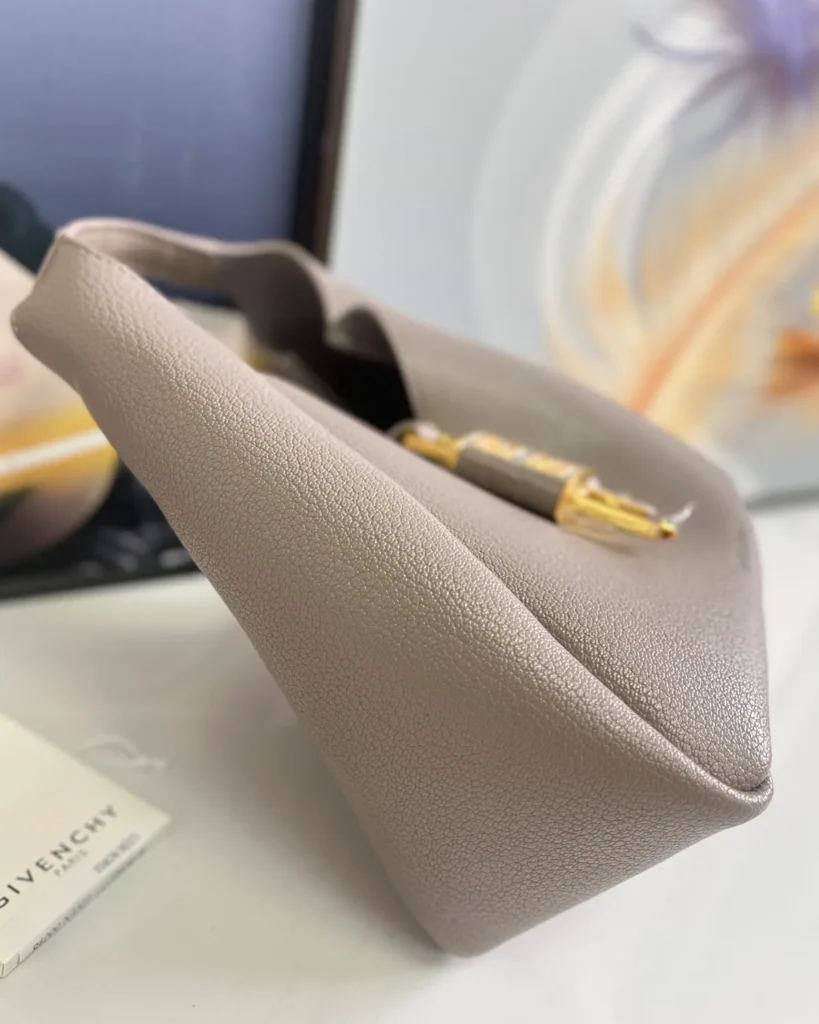 Taupe Sculptural Padlock Hobo — side