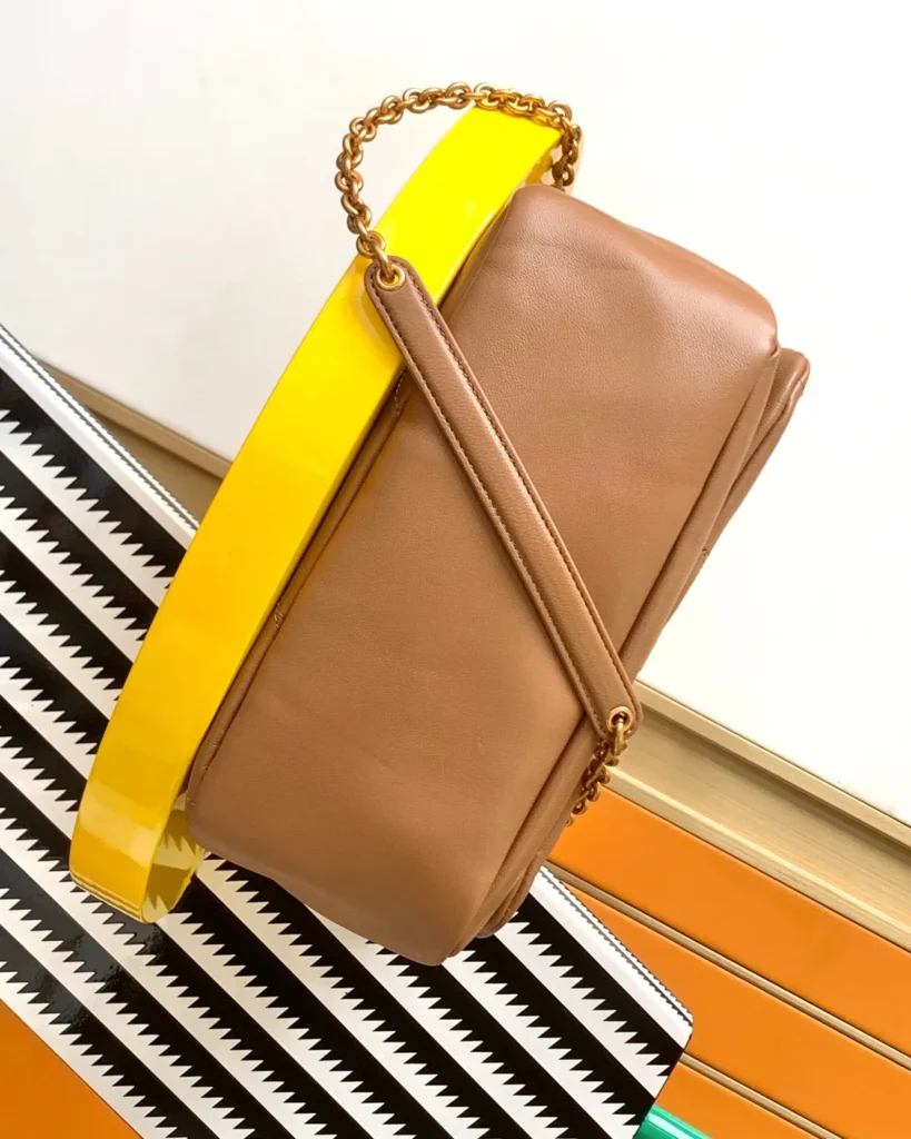 Caramel Geometric Flap Chain Bag — base view