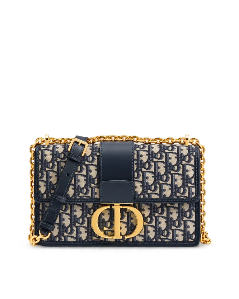 Navy Monogram Gold-Tone Chain Bag — main view