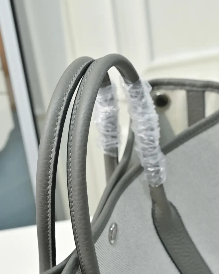 Garden Party-Inspired 30 Grey Canvas Tote, handle detail view