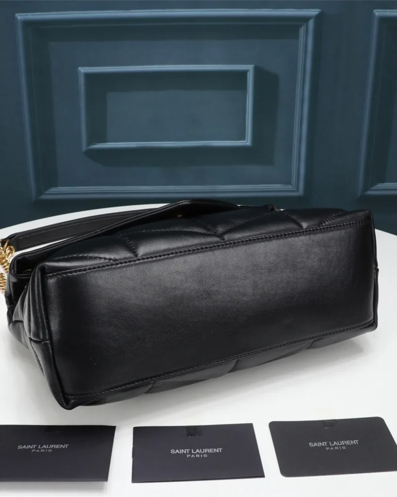Black Padded Chevron Chain Bag — base view