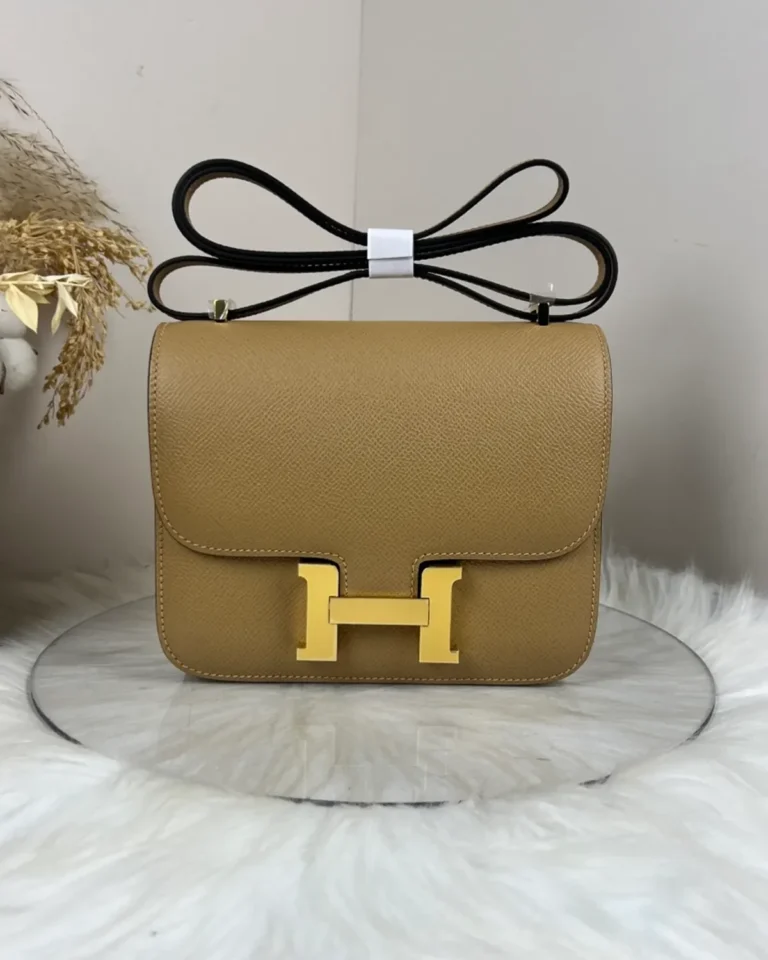 Kraft Tan constance-inspired mini 18 bag, front view