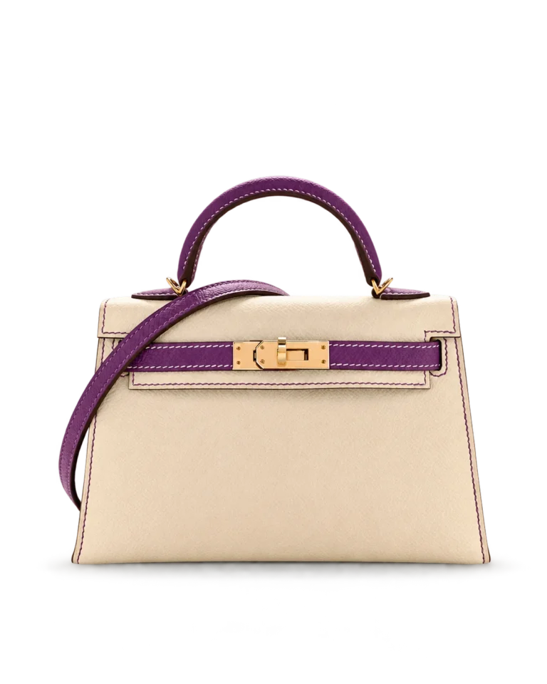 Kelly-Inspired 25 Craie and Rose Pourpre Bag, main view