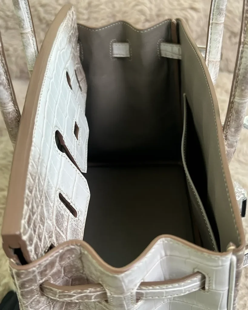 Grey Ivory Gradient Scale-Texture Bag — interior view