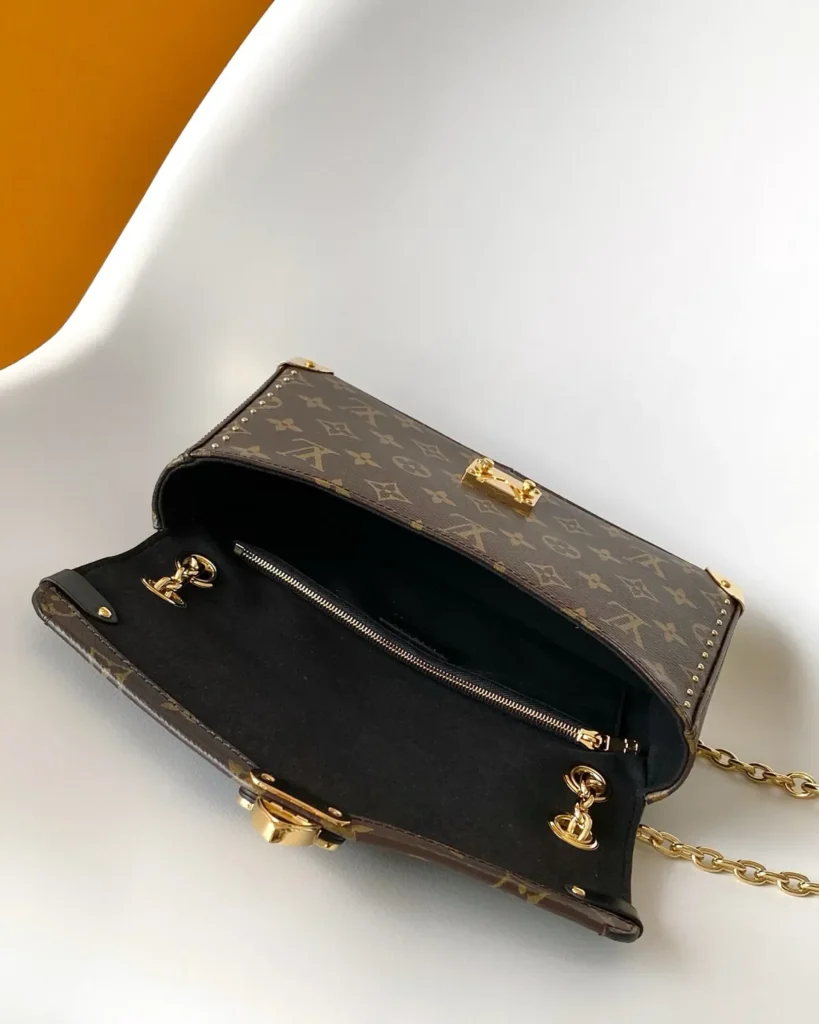 Brown Monogram Chain Flap Bag — interior view