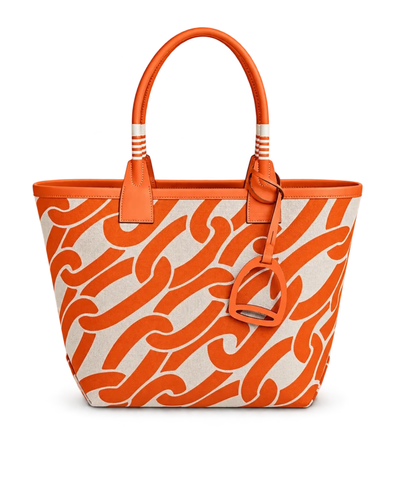 Steeple-Inspired Orange Patterned Canvas Tote, main view