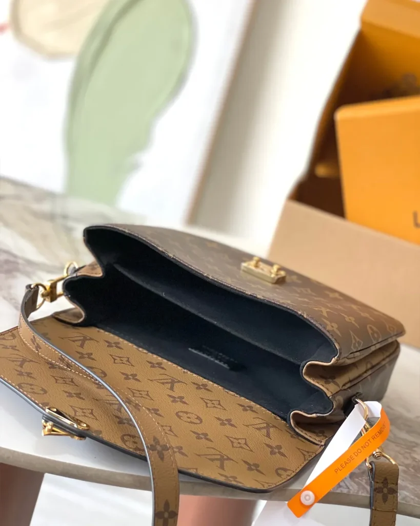 Two-Tone Monogram Envelope Satchel — interior view