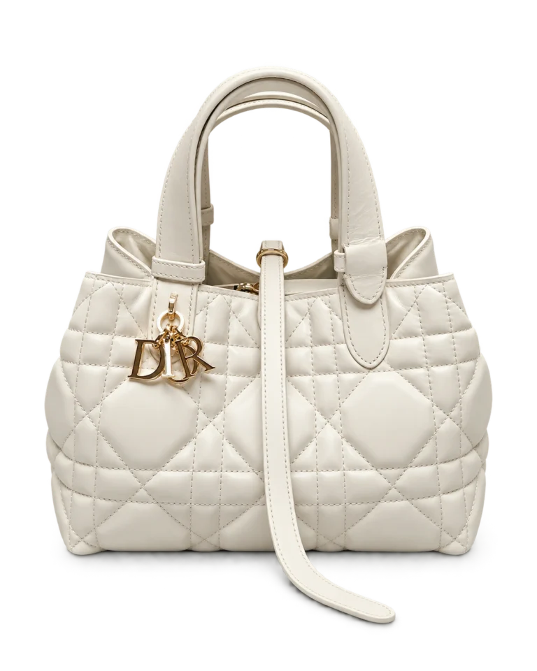 Ivory Soft Quilted Tote — upright front view