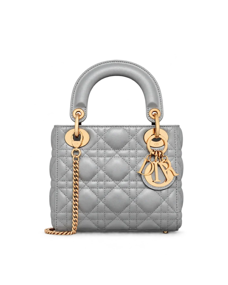 Pearlescent Gray Quilted Top Handle Bag — main view