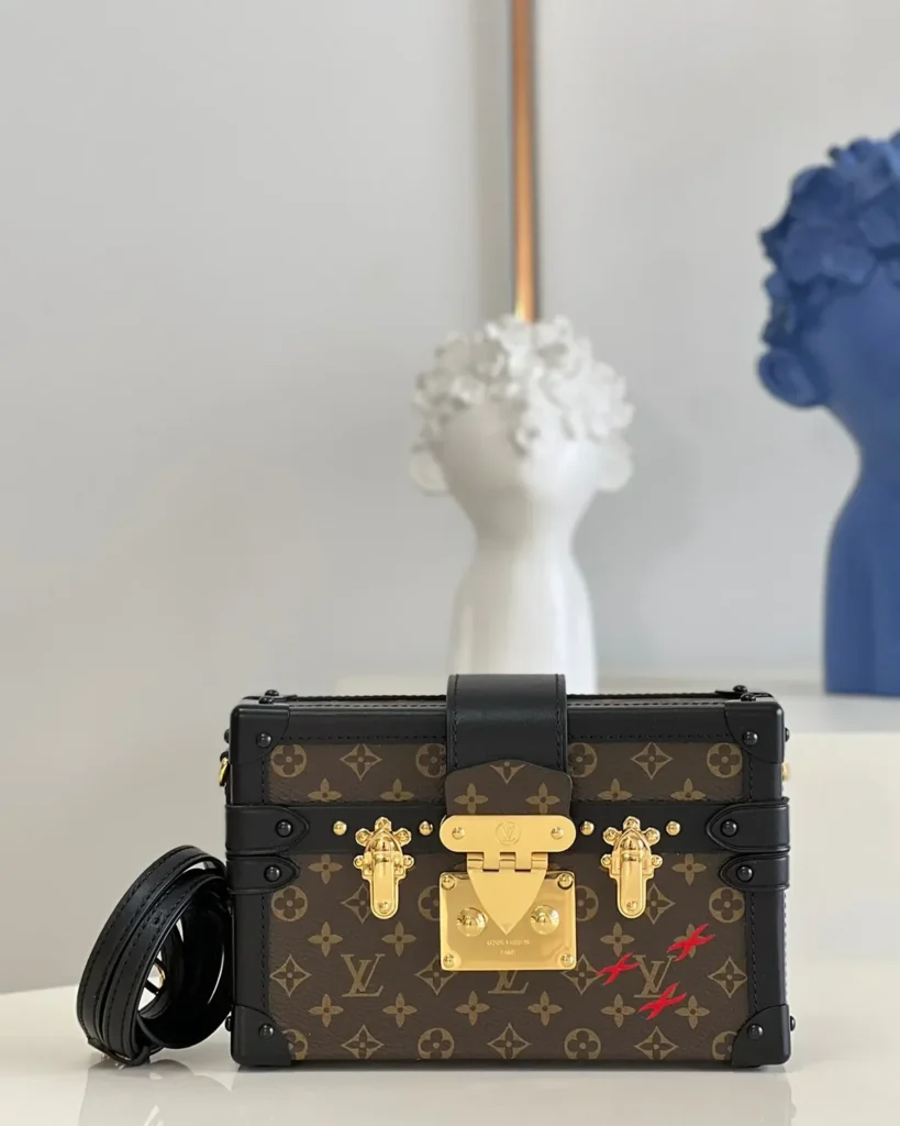 Brown Monogram Black-Trim Trunk Bag — front view