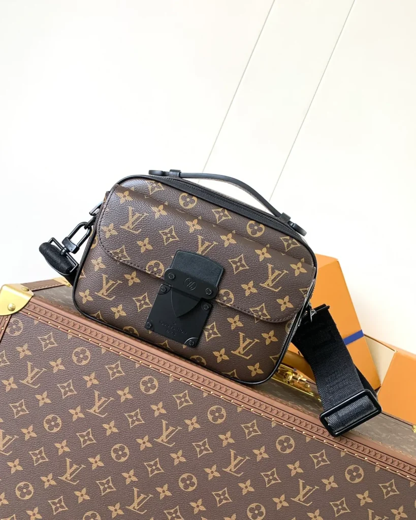 Brown Monogram Black-Trim Messenger Bag — front view