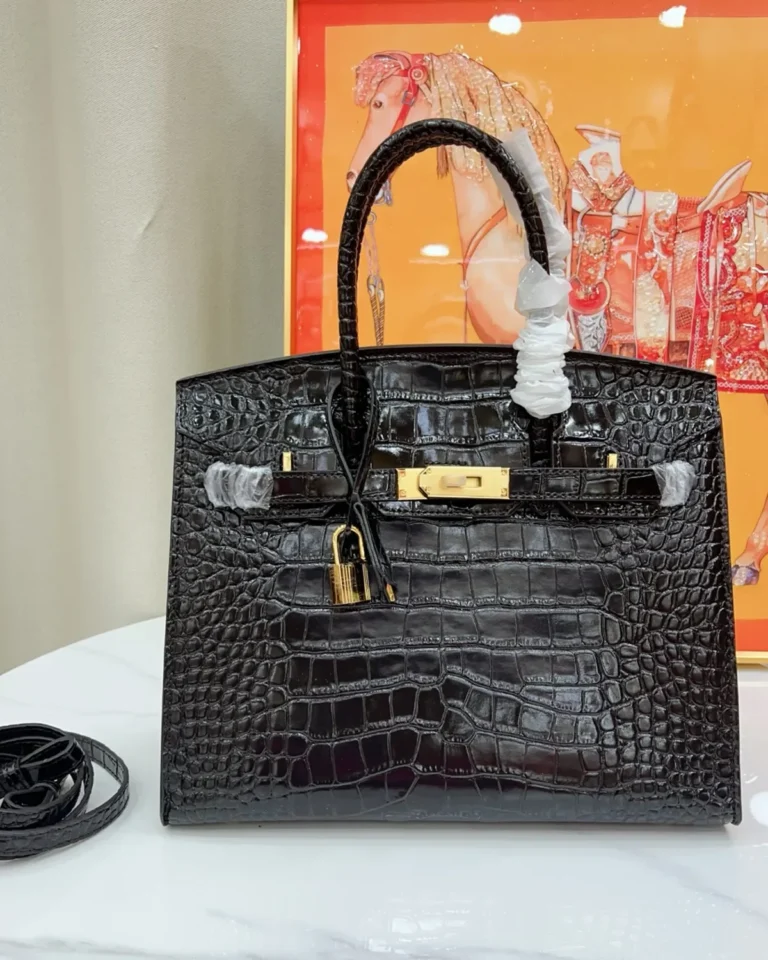 Black Glossy Scale-Texture Top-Handle Bag — front alternate view