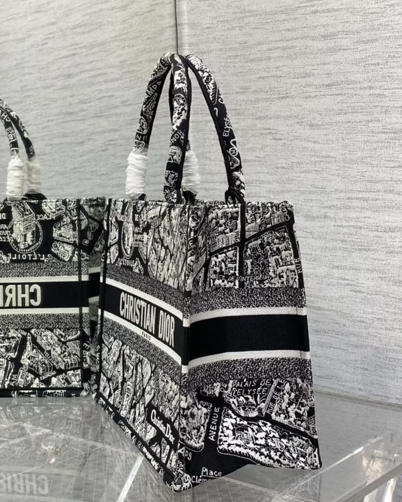 Black and White City Map Tote — side view