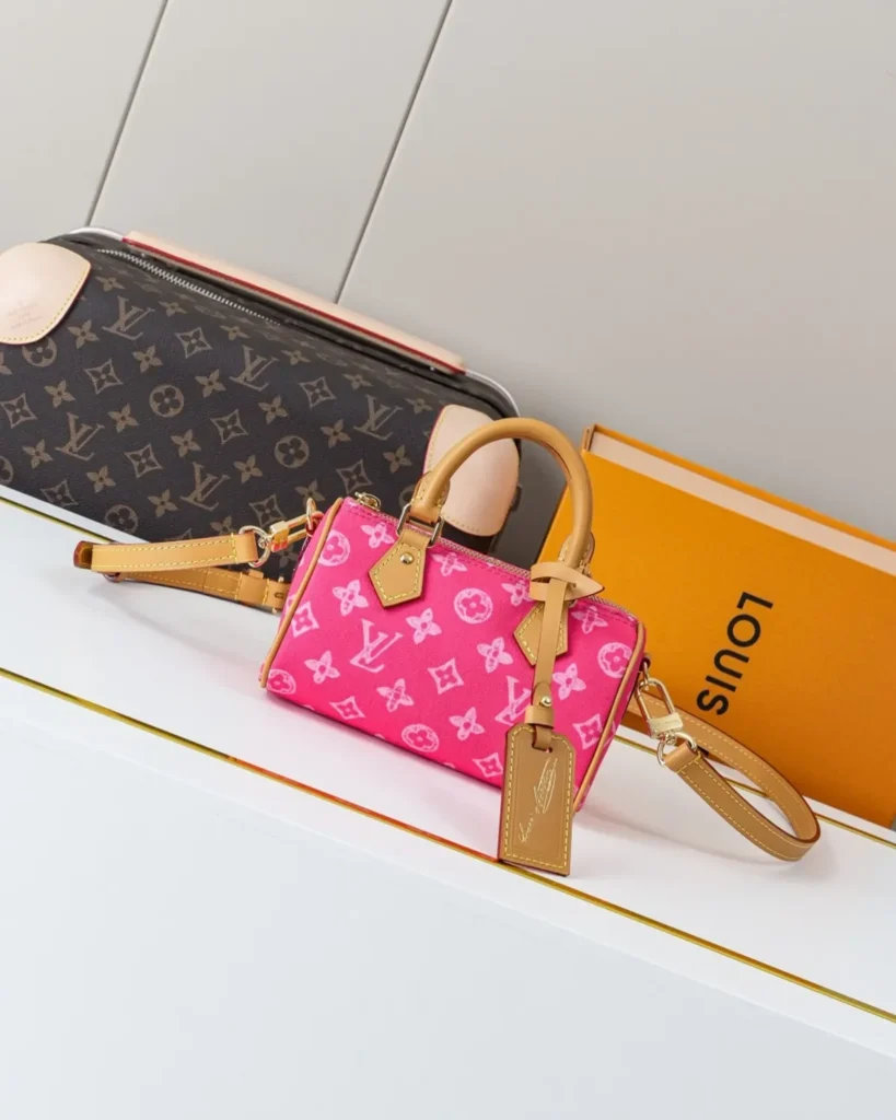 Pink Monogram Mini Duffle Bag — front view