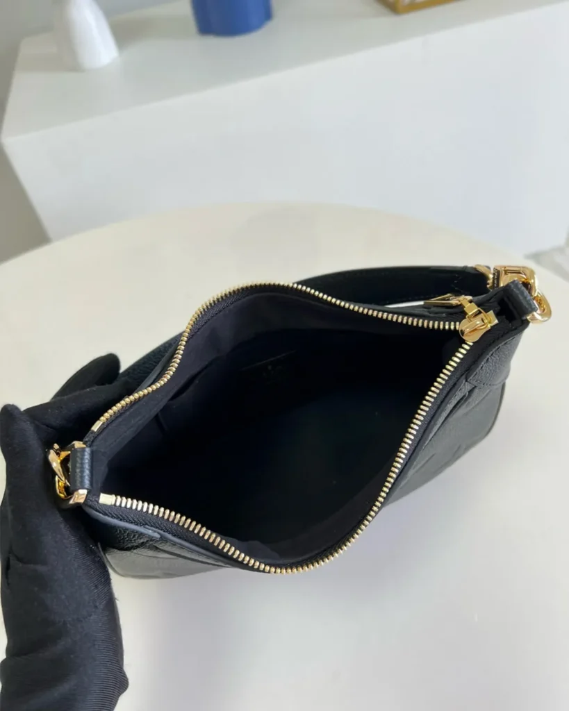 Black Mini Moon-Inspired Crescent Bag — interior view